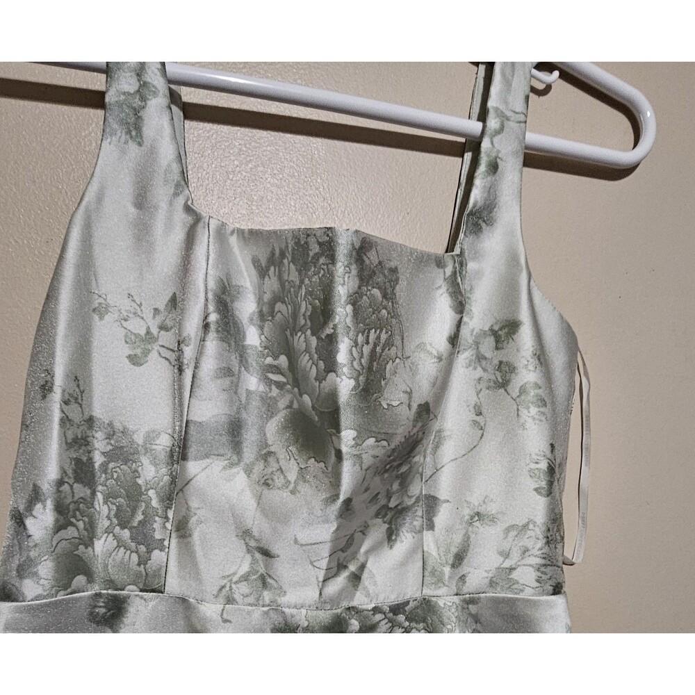 Dessy Collection  Floral  Sage Cottage Rose   Square Neck Style 3153FP Size 10 - Picture 5 of 13